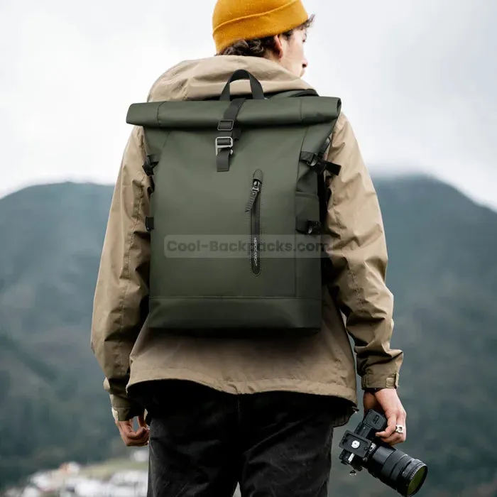 Green Roll Top Backpack