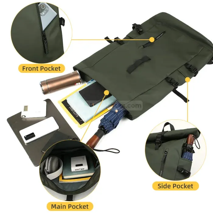 Green Roll Top Backpack
