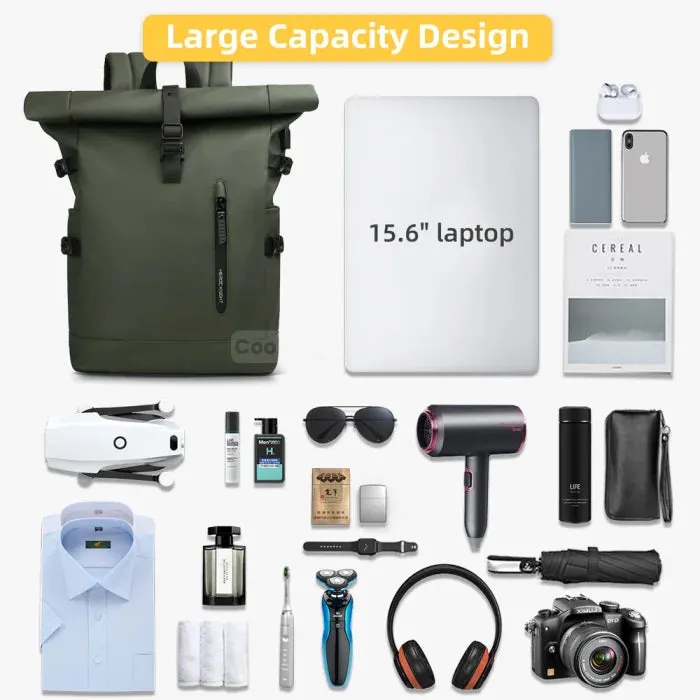 Green Roll Top Backpack