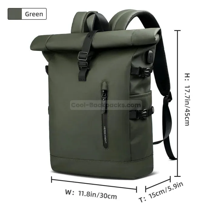 Green Roll Top Backpack