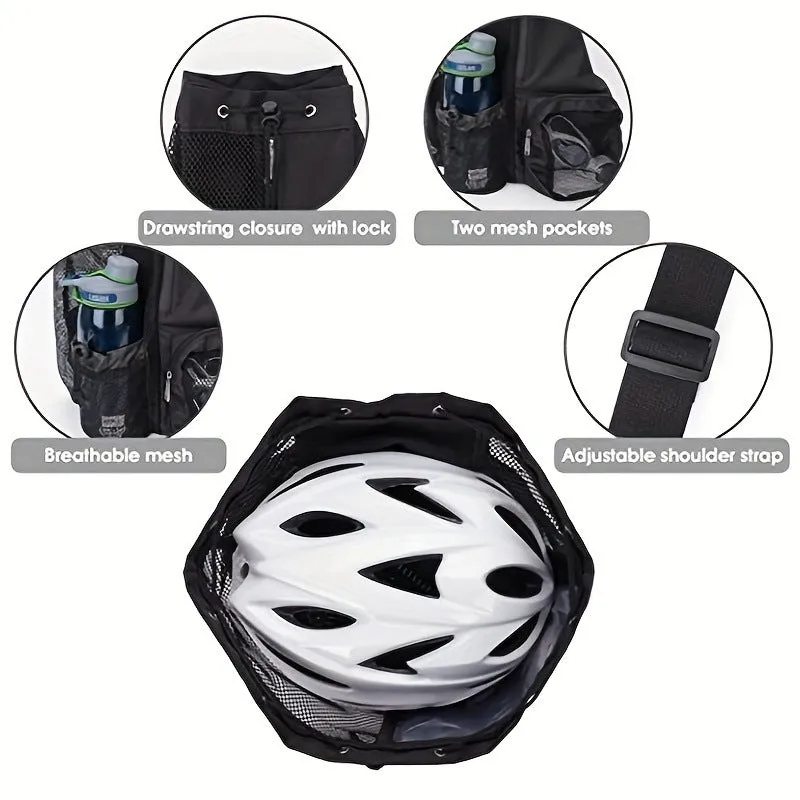 Grey Mesh Drawstring Hiking Backpack with Wet Pocket - Lightweight Beach, Gym, Outdoor Sports Bag - 245g