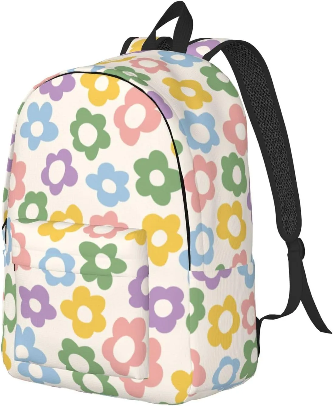 Groovy Flower Abstract Stylish Backpack for Girls Boys Women Lightweight Canvas Bookbag Casual Daypack for Travel Outdoor Camping, 15 Inch