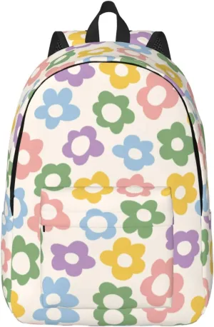 Groovy Flower Abstract Stylish Backpack for Girls Boys Women Lightweight Canvas Bookbag Casual Daypack for Travel Outdoor Camping, 15 Inch