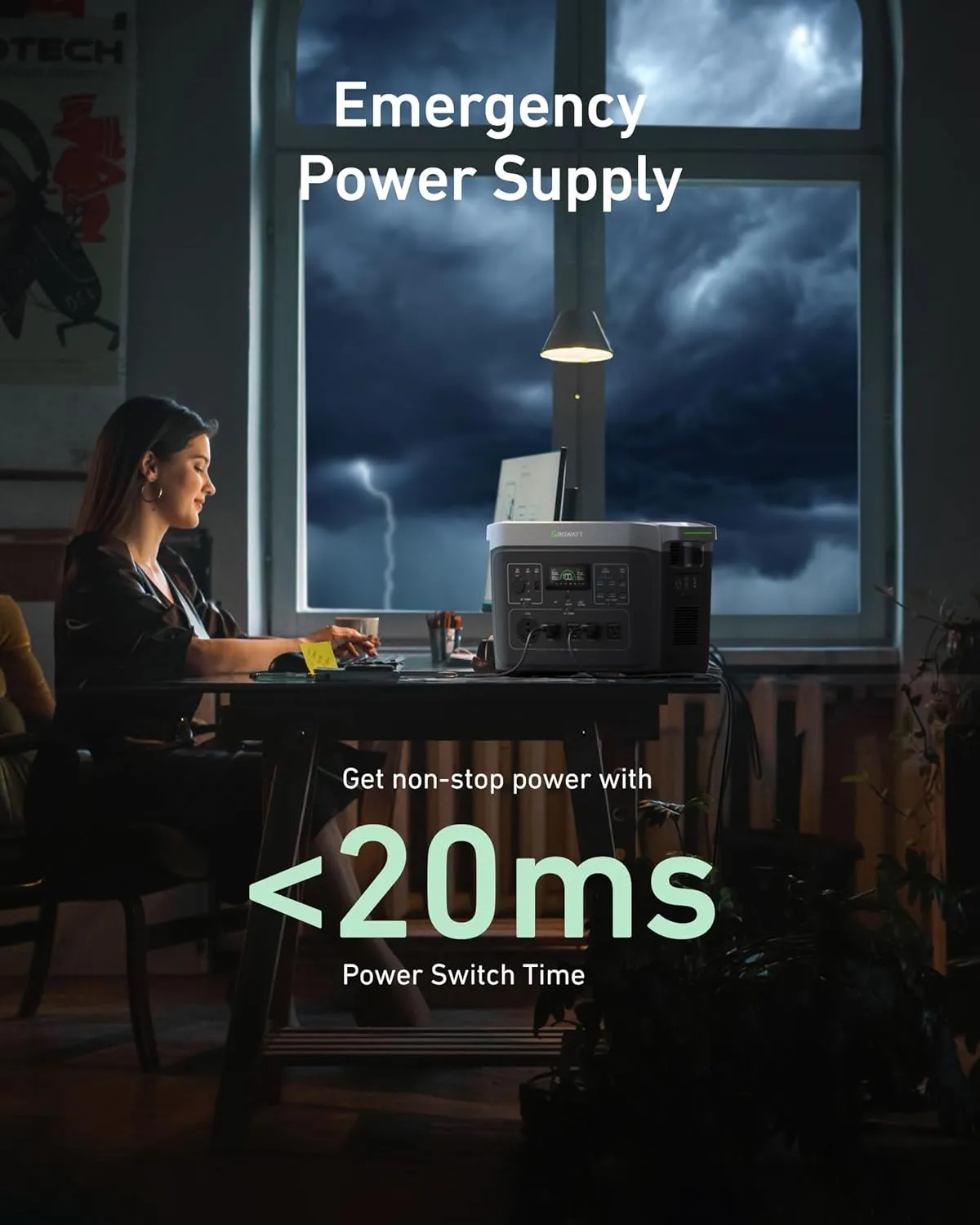 GROWATT Portable Power Station ，INFINITY 2000 Black Electric Solar Generator，2048Wh LifePO4 Battery,2200W AC Output for Home Use, Outdoor Camping, RVs and Emergency Backup(Solar Panel Optional)