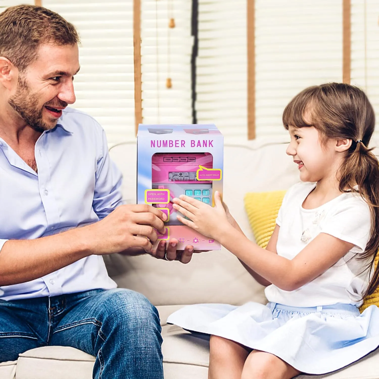 GuDoQi Password Piggy Bank, Digital Electronic Money Bank, Mini ATM Cash Coin Saving Can Toys, Birthday for Kids, Pink