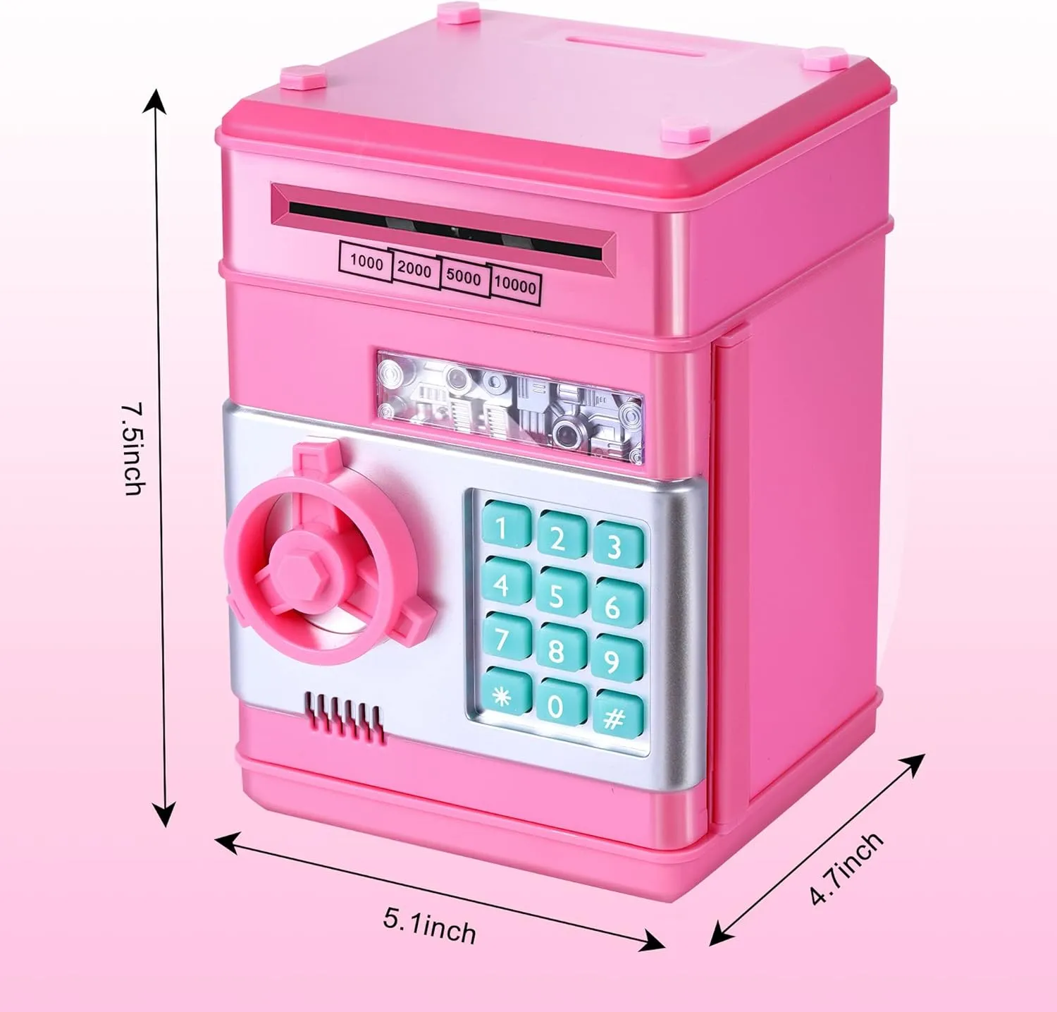 GuDoQi Password Piggy Bank, Digital Electronic Money Bank, Mini ATM Cash Coin Saving Can Toys, Birthday for Kids, Pink