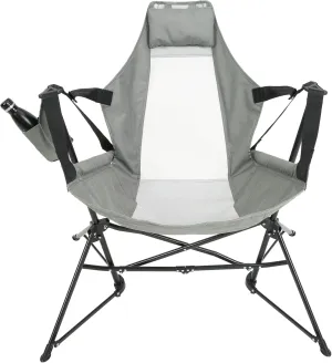 Hammock Camping Chair - Folding Portable Rocking Chair with Adjustable Aluminum Alloy Back, Soft Breathable Fabric, Recliner for Outdoor Travel, Lawn, Backyard (Grey)