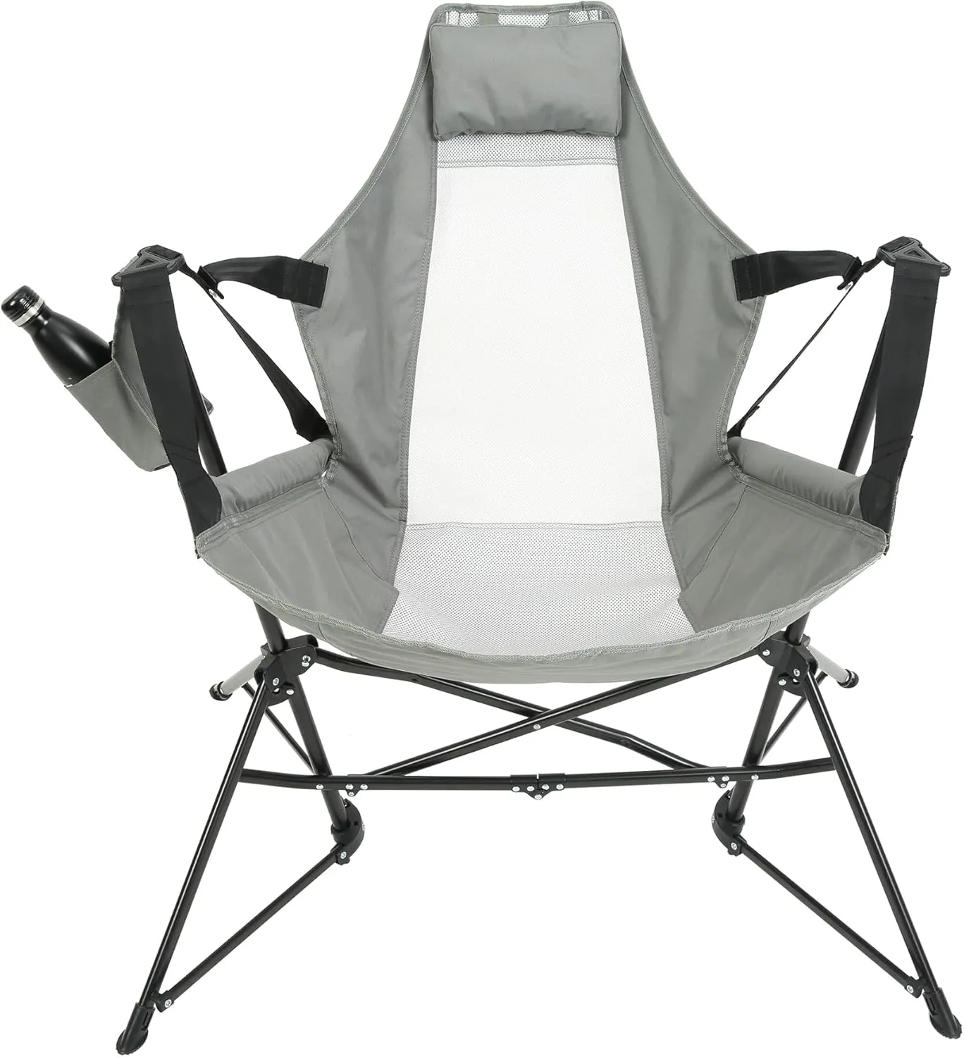 Hammock Camping Chair - Folding Portable Rocking Chair with Adjustable Aluminum Alloy Back, Soft Breathable Fabric, Recliner for Outdoor Travel, Lawn, Backyard (Grey)