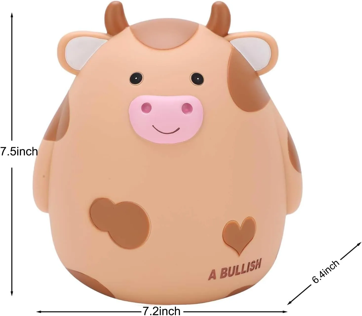 H&W Cow Piggy Bank, L Size, Unbreakable Coin Box for Kids, Cute Animal Money Bank Birthday for Boys Girls,Coin Saving Boxes (Yellow)