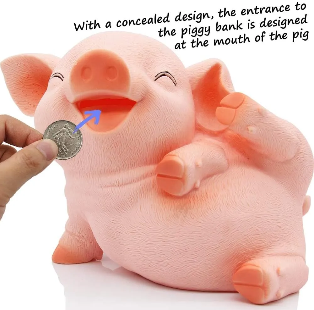 H&W New Squint Pig Coin Money Bank, Shatterproof Piggy Bank, Creative Money Bank, Can Store 1000 Coins, Best Bitrthday Gift, Squint Piggy (WK7-D22)