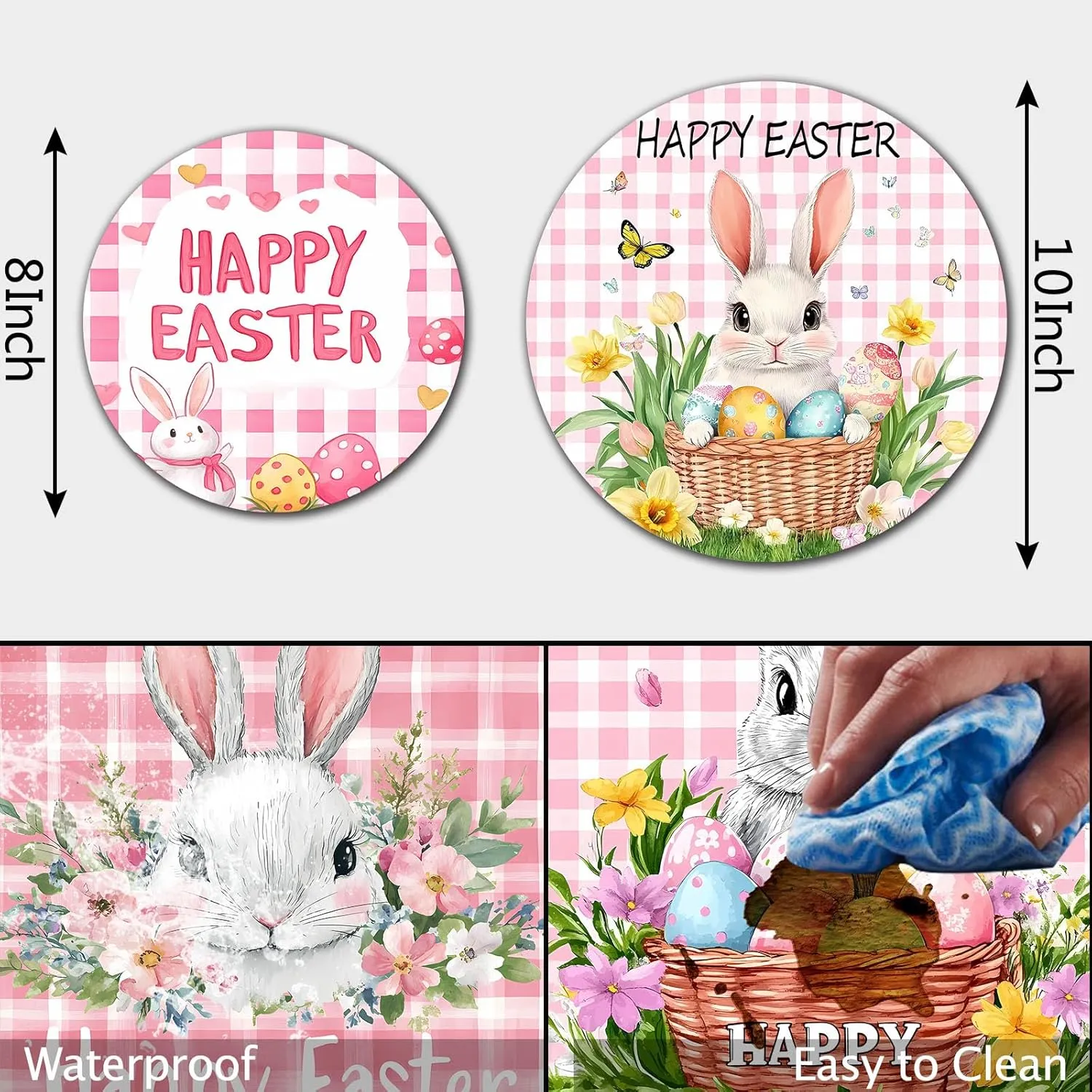 Happy Easter Day Art Stove Burner Covers Set of 4, Flowers,Butter Stove Top Covers for Gas Burners,Animal Rabbit Pattern Electric Stove,Gas Stove Burner Covers,Metal Stove Burner Cover Gift(Pink)