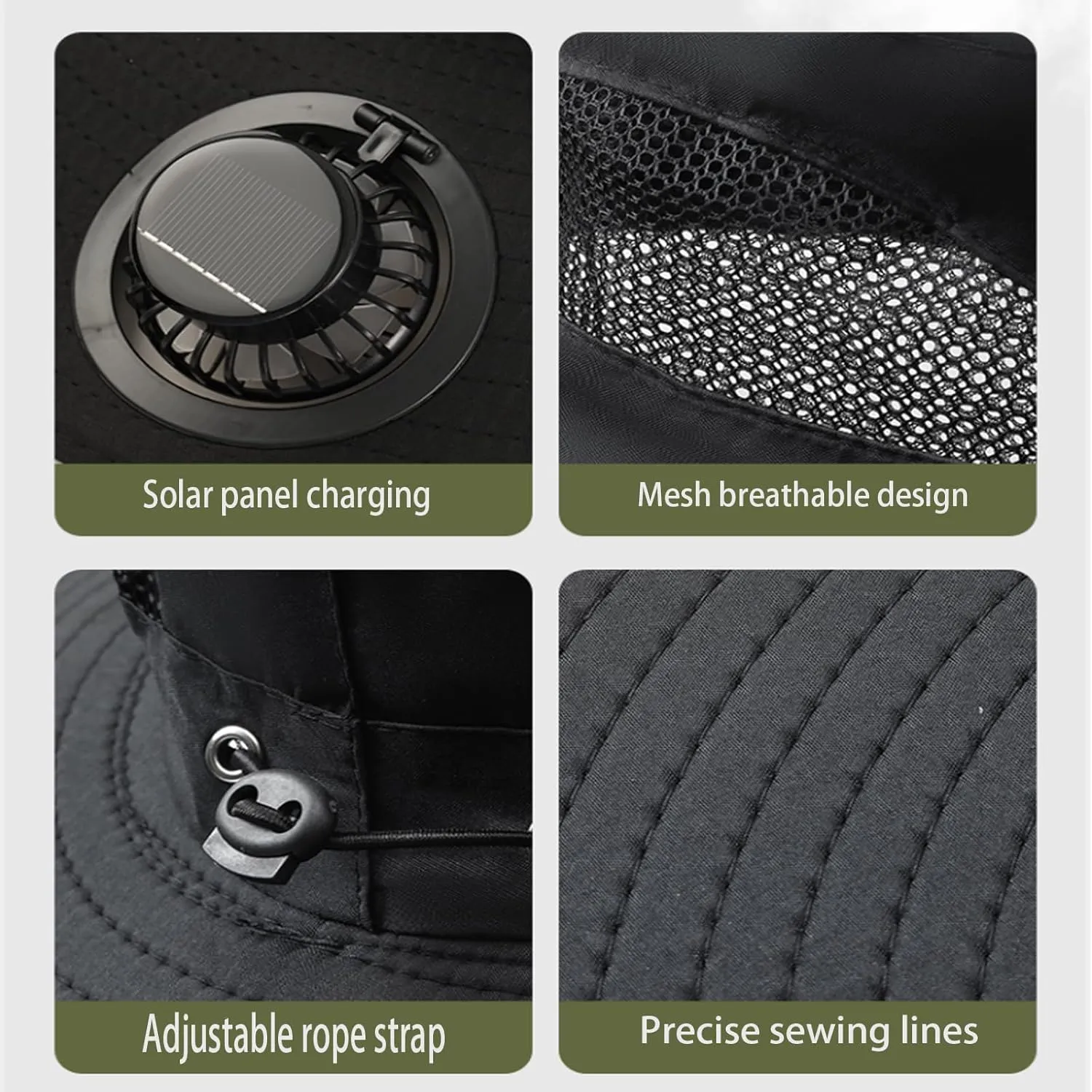Hat with Fans Solar Power, Solar Fan Hat for Men Women, 2 Solar Fan Sun & USB Charging Sombrero Con Ventilador Solar