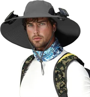 Hat with Fans Solar Power, Solar Fan Hat for Men Women,Optional Solar Fan Sun & USB Charging Sombrero Con Ventilador Solar