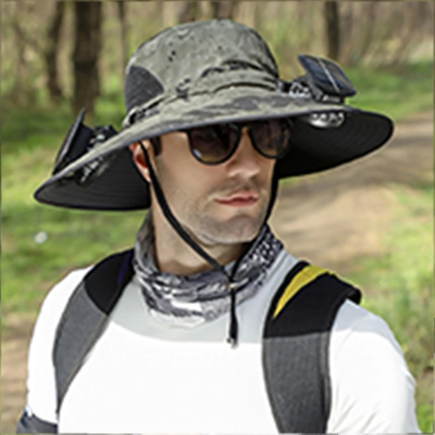 Hat with Fans Solar Power Wide Brim Solar Fan Hat Outdoor Sun Hat with 2 Solar Fan Fishing & Beach Hat