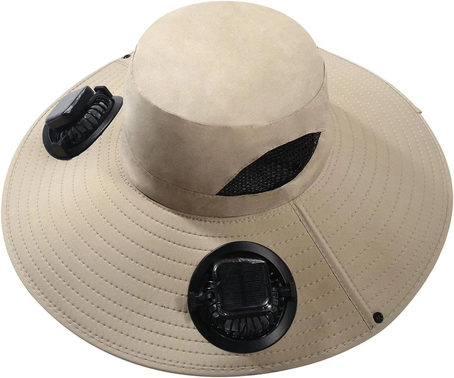 Hat with Fans Solar Power,Wide Brim Sun Hat with 2 Solar Fan Powered Fans Waterproof Breathable Bucket Hat