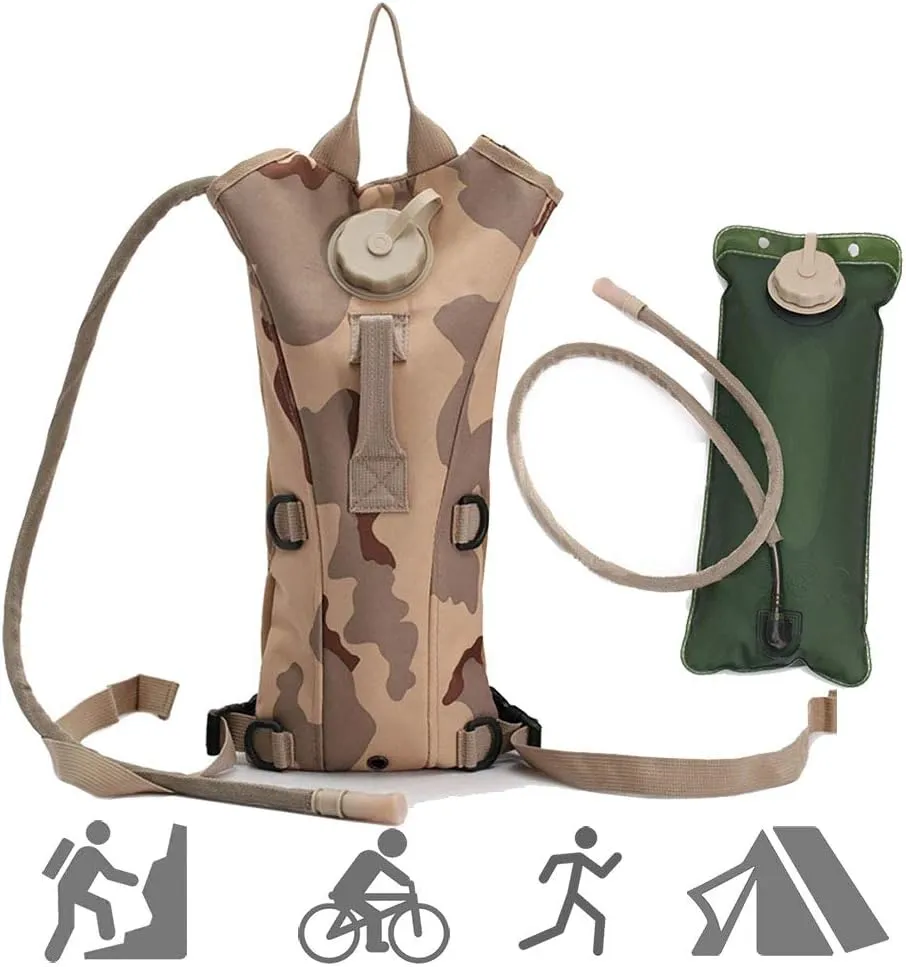 HBG Army Hydration Backpack with 3L Water Bladder Water Bag Pouch for Hiking Climbing Hunting Cycling Running Survival Outdoor Backpack