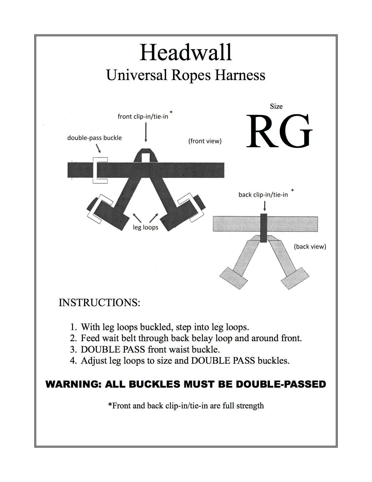 Headwall, Seat Harness