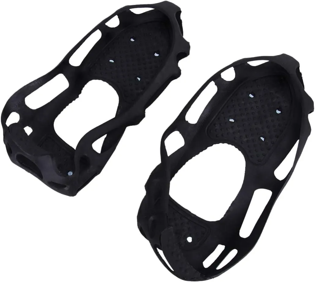 HEALLILY 1 Pair Traction Cleats Ice Snow Grip Anti Slip Shoe Crampons 24 Teeth Spikes Walk Traction for Winter Walking Hiking Climbing Jogging Black Size S