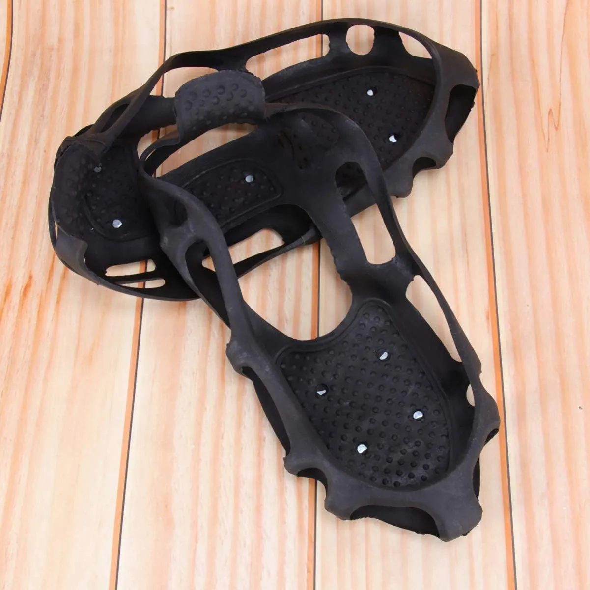 HEALLILY 1 Pair Traction Cleats Ice Snow Grip Anti Slip Shoe Crampons 24 Teeth Spikes Walk Traction for Winter Walking Hiking Climbing Jogging Black Size S
