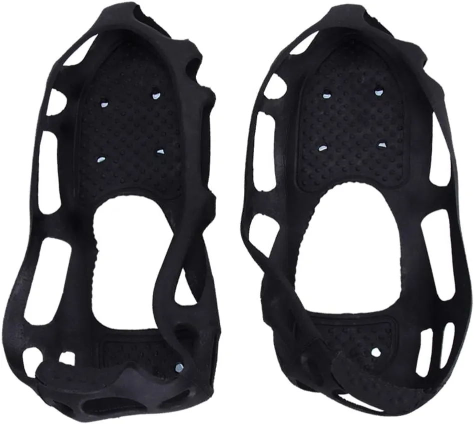 HEALLILY 1 Pair Traction Cleats Ice Snow Grip Anti Slip Shoe Crampons 24 Teeth Spikes Walk Traction for Winter Walking Hiking Climbing Jogging Black Size S