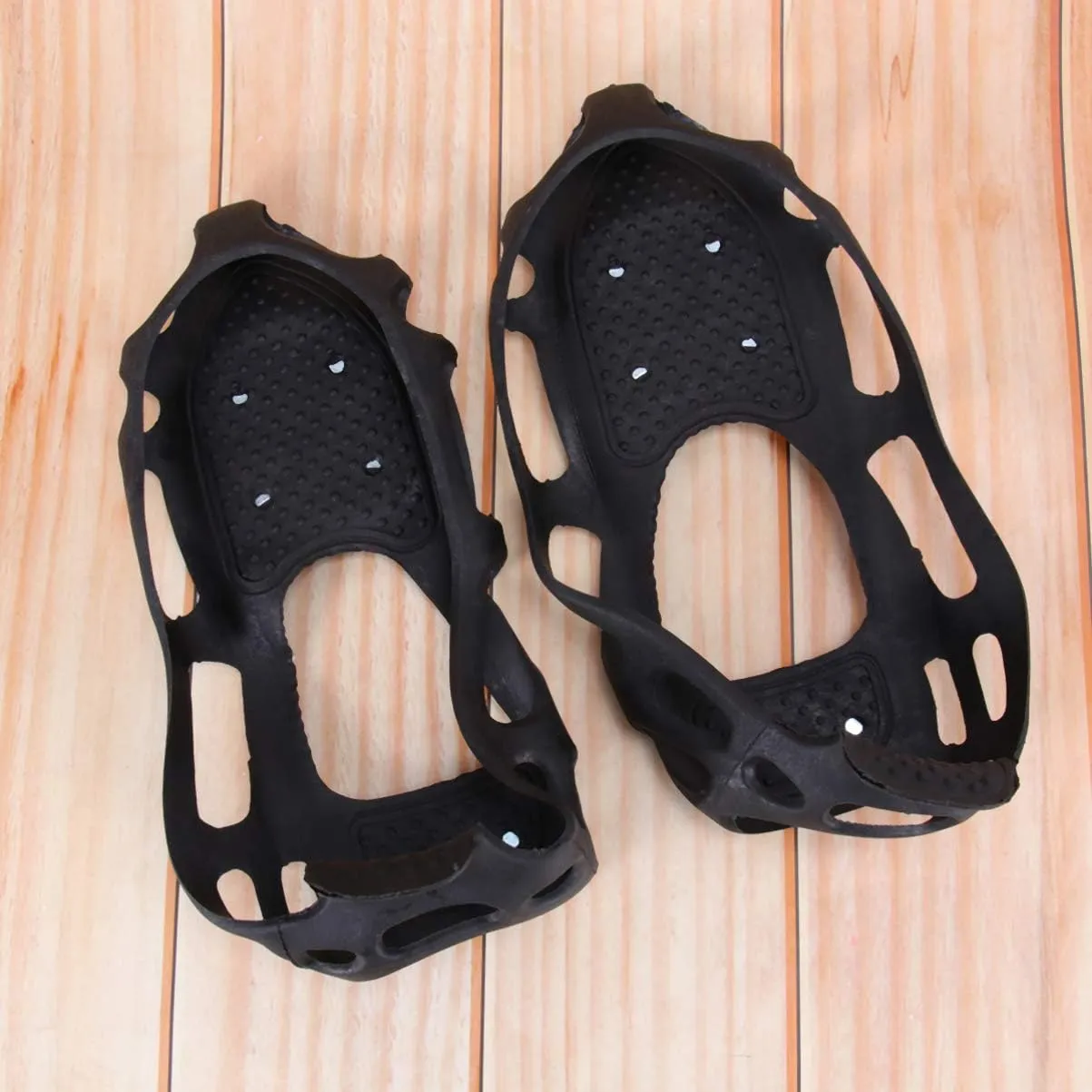 HEALLILY 1 Pair Traction Cleats Ice Snow Grip Anti Slip Shoe Crampons 24 Teeth Spikes Walk Traction for Winter Walking Hiking Climbing Jogging Black Size S