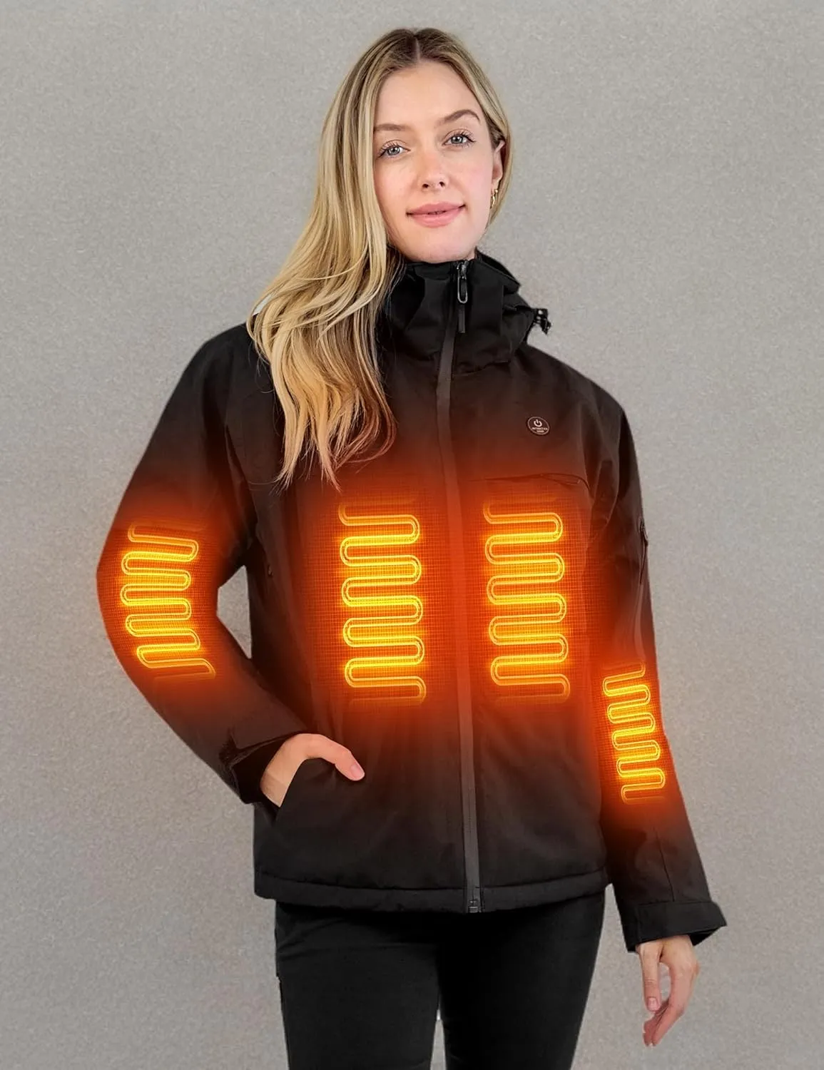 Heated Jacket, Ski Jacket Coat, With 12V/16000mAh Battery Pack, 5 Areas Heating Thicken Women Winter Coat