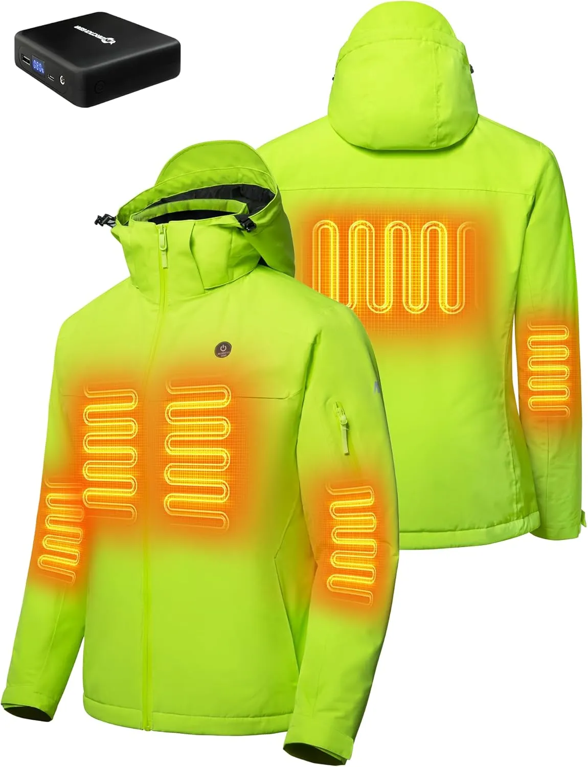 Heated Jacket, Ski Jacket Coat, With 12V/16000mAh Battery Pack, 5 Areas Heating Thicken Women Winter Coat