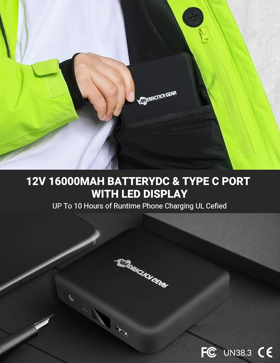 Heated Jacket, Ski Jacket Coat, With 12V/16000mAh Battery Pack, 5 Areas Heating Thicken Women Winter Coat