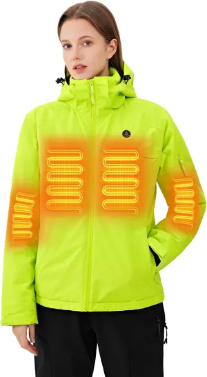 Heated Jacket, Ski Jacket Coat, With 12V/16000mAh Battery Pack, 5 Areas Heating Thicken Women Winter Coat