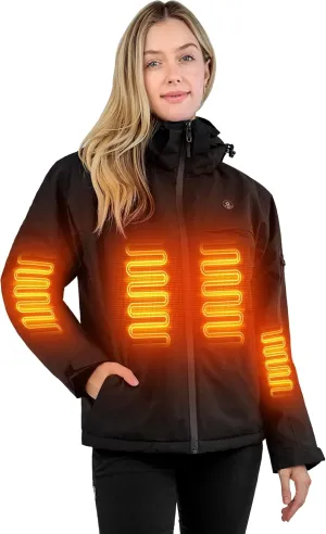Heated Jacket, Ski Jacket Coat, With 12V/16000mAh Battery Pack, 5 Areas Heating Thicken Women Winter Coat