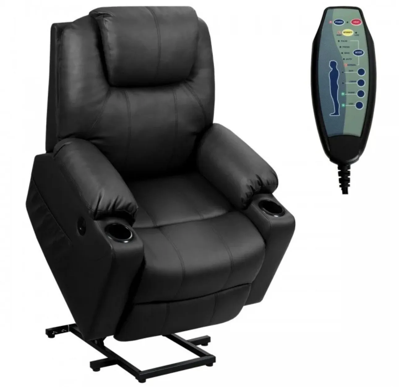 Heavy Duty Modern & Elegant Electric Power Lift Multifunction Electric Recliner With Massage Features | 2 Side Pockets | Cup Holders | Lumbar Heating | USB Charge Port