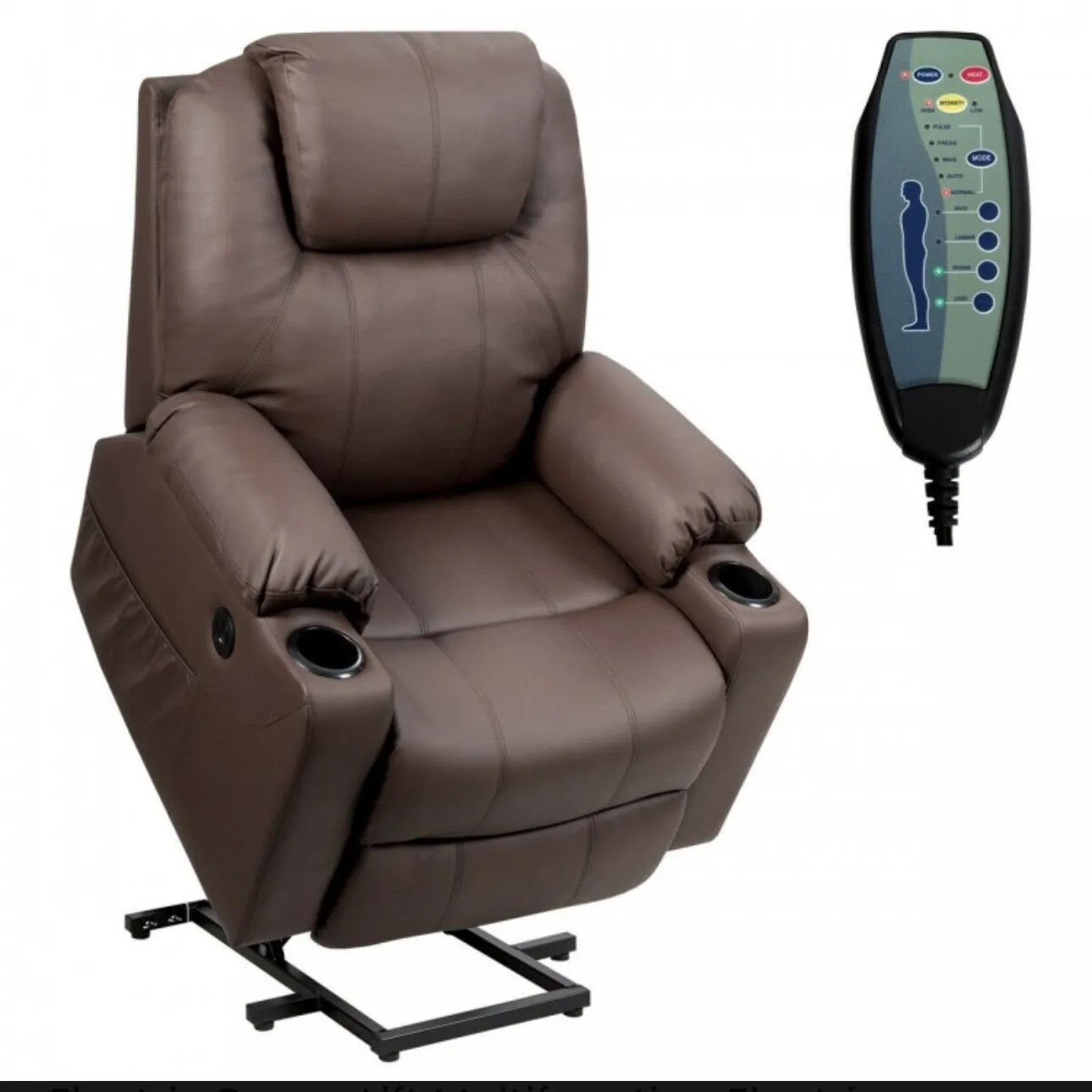 Heavy Duty Modern & Elegant Electric Power Lift Multifunction Electric Recliner With Massage Features | 2 Side Pockets | Cup Holders | Lumbar Heating | USB Charge Port