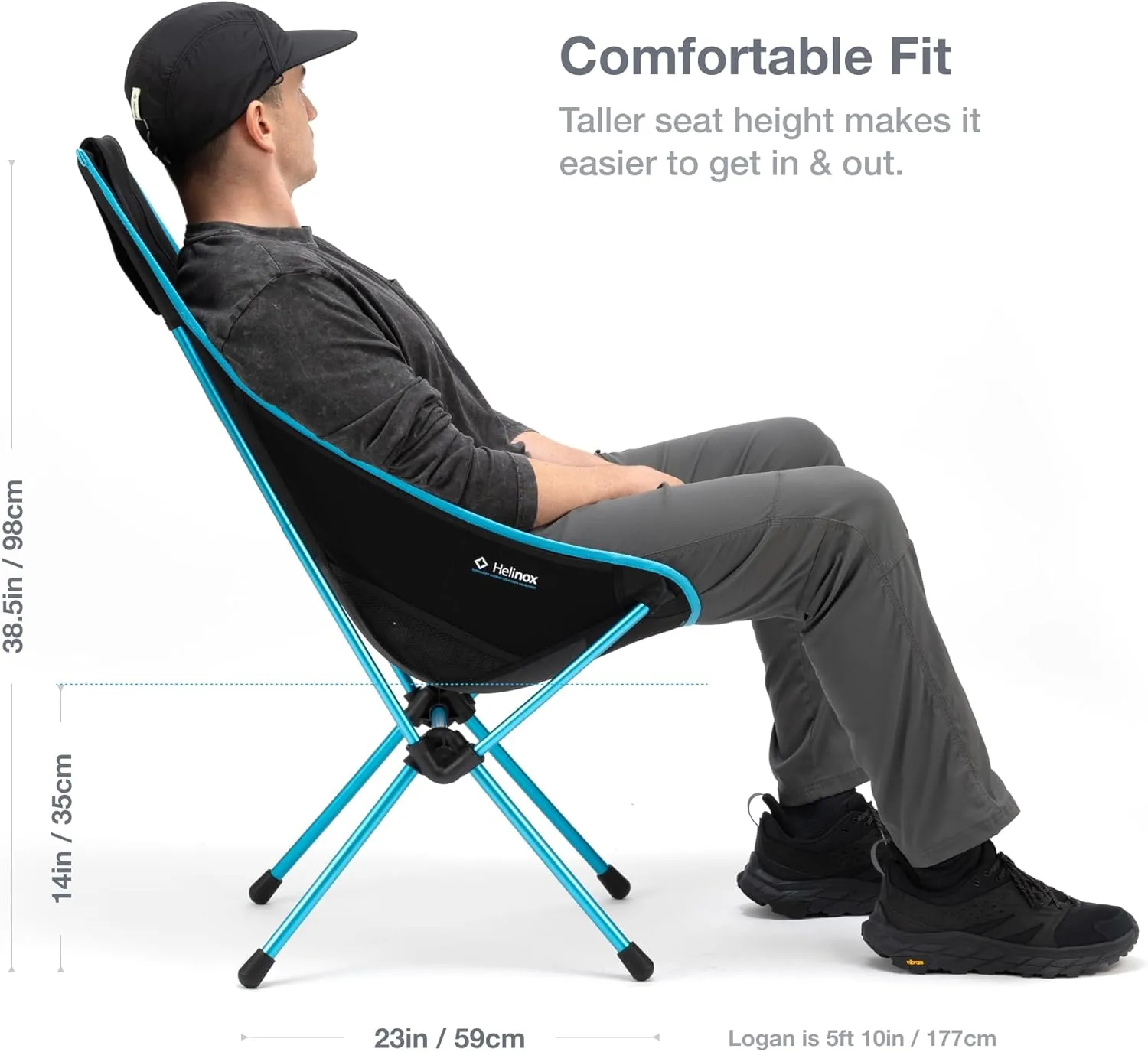 Helinox Sunset Chair Lightweight, High-Back, Compact, Collapsible Camping Chair, Xray Tiger Camo, with Pockets