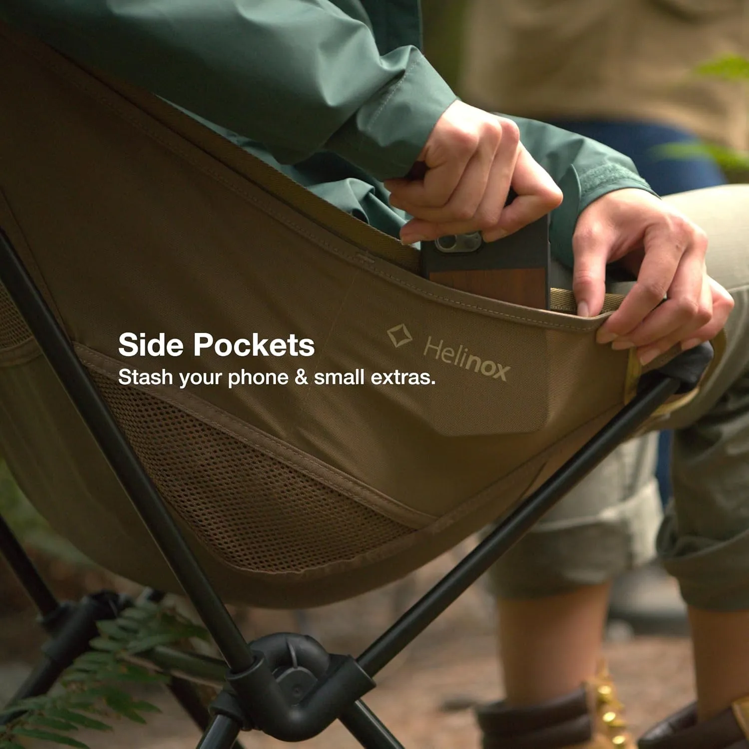 Helinox Sunset Chair Lightweight, High-Back, Compact, Collapsible Camping Chair, Xray Tiger Camo, with Pockets