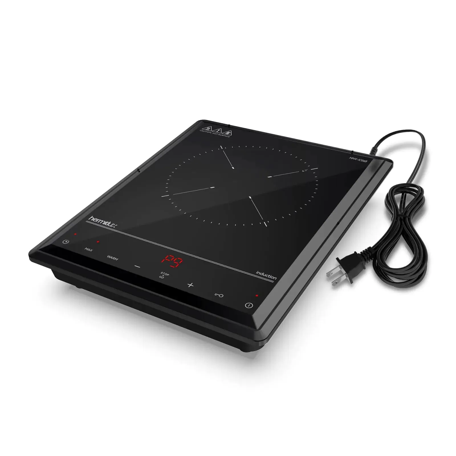 Hermitlux Induction Cooktop 1800W Fast Heating Portable Hot Plate 9 Power Levels Induction Burner with Easy Clean Glass Sensor Touch & Child Lock
