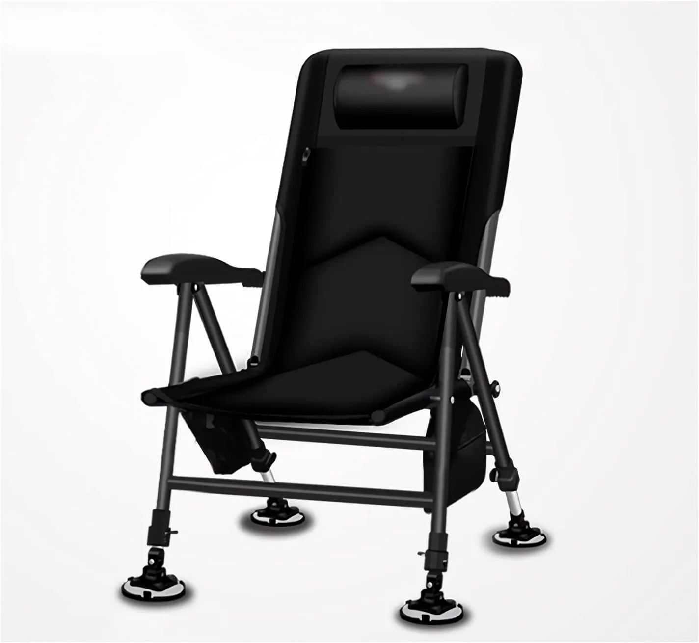 High Back Chair Camping Chair Folding Multifunctional Recliner with Pillow Breathable Removable Cushion Portable for Wild Fishing Hold Up 550 lbs Camping Chair