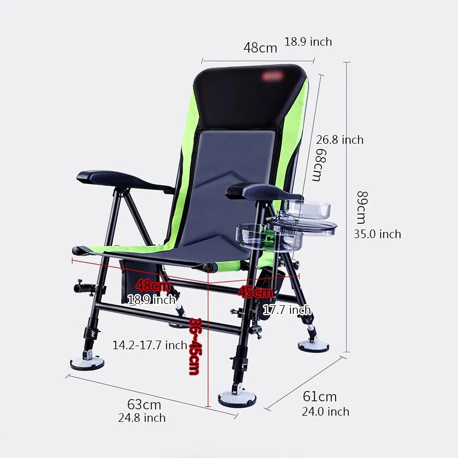 High Back Chair Fishing Chair Folding Stool Lightweight Portable Recliner with Pillow and Liftable Legs Chaise Lounge Chair for Camping Picnic Camping Chair