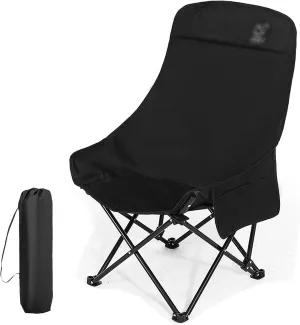 High Back Folding Camping Chair 120kg, Portable Adult Fishing Chair Without Installation, Lightweight Beach Reclining Chair Suitable for Travel, Hiking, Picnic, Garden, Hotel
