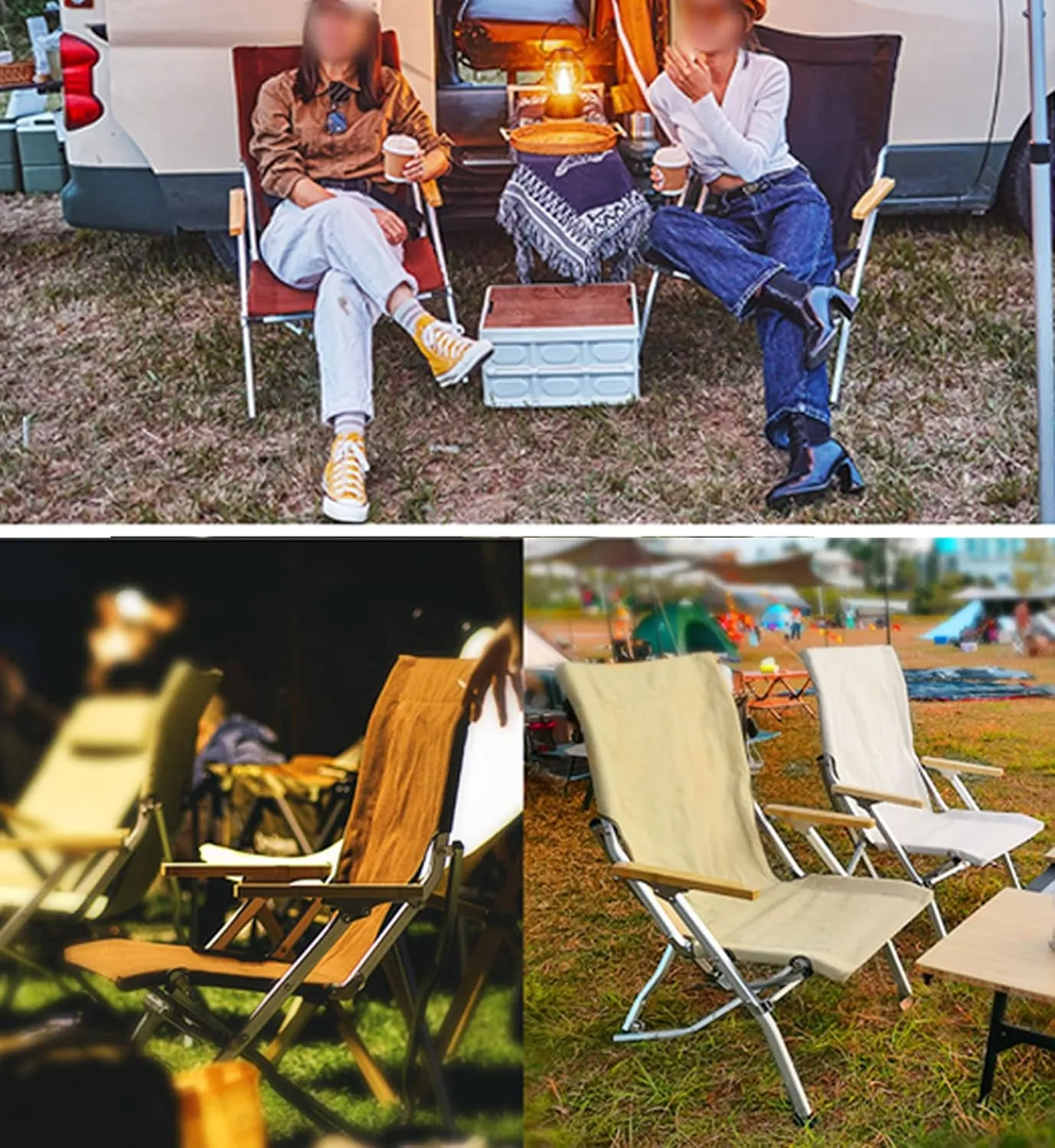 Hight Back Foldable Camping Chair Portable Outdoor Folding Chairs with Armrest and Storage Bag,Casual Beach Chair Reclining for Hiking Fishing, Gray, Army Green Mesh