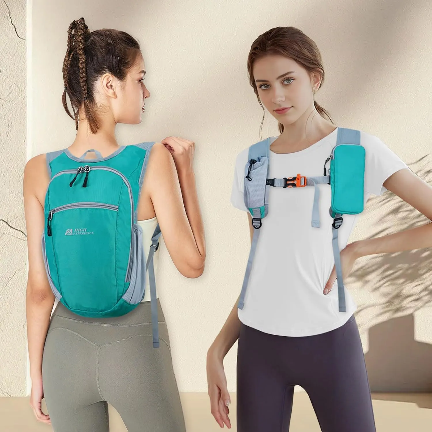 Hiking Backpack 10L/15L Small Daypack Lightweight Packable Travel Foldable Water Resistan for Women Men (Lake Green, 15L)