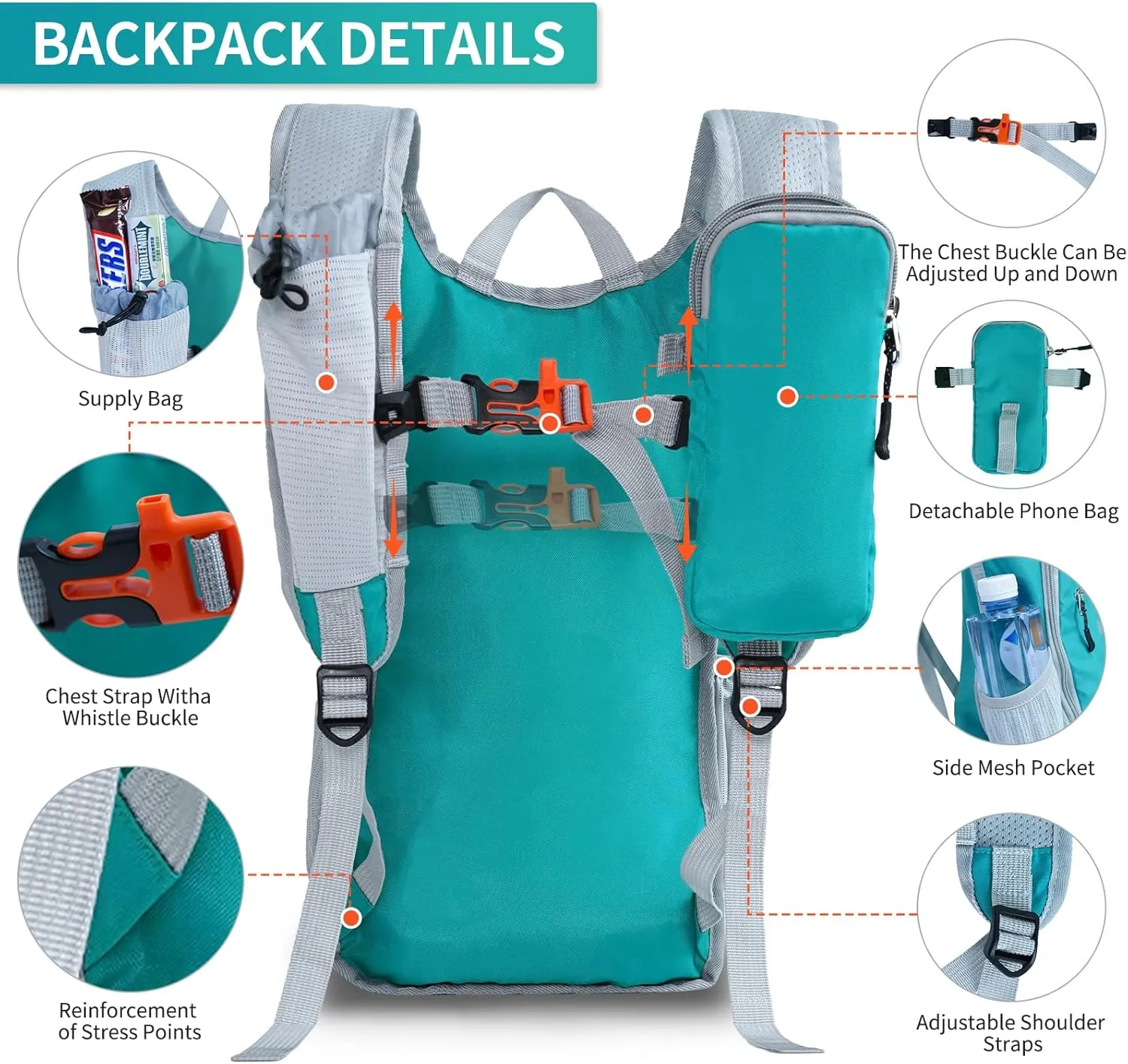Hiking Backpack 10L/15L Small Daypack Lightweight Packable Travel Foldable Water Resistan for Women Men (Lake Green, 15L)
