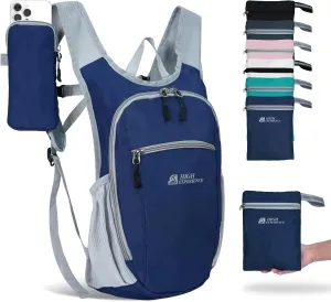 Hiking Backpack 10L/15L Small Daypack Lightweight Packable Travel Foldable Water Resistan for Women Men (Navy Blue, 10L)
