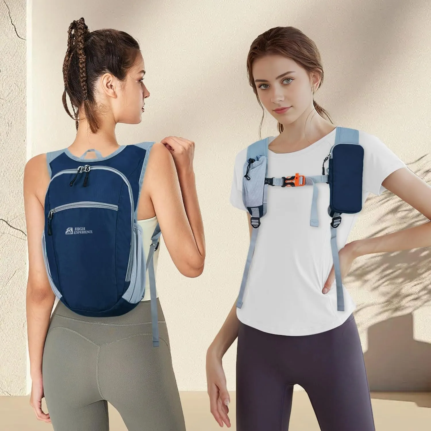 Hiking Backpack 10L/15L Small Daypack Lightweight Packable Travel Foldable Water Resistan for Women Men (Navy Blue, 15L)