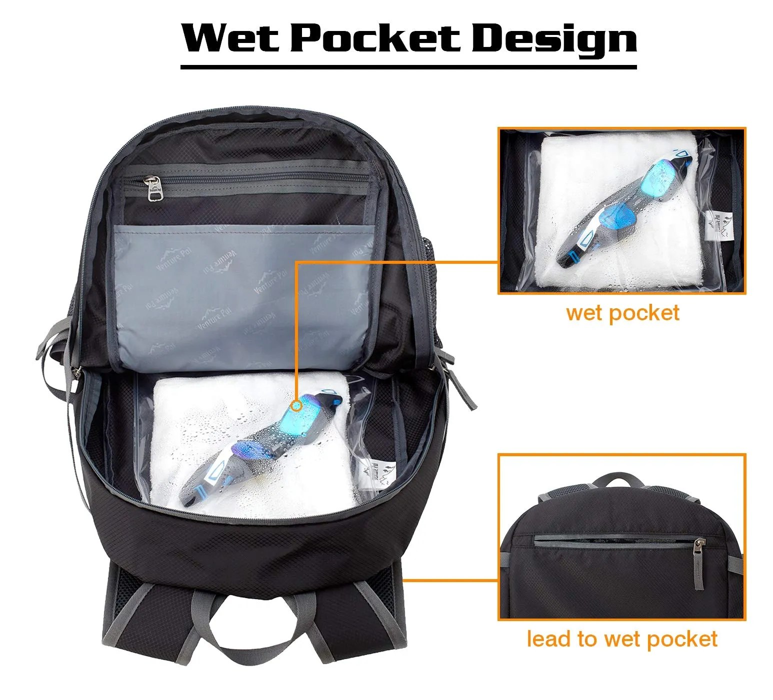 Hiking Backpack  40L Capacity- Black