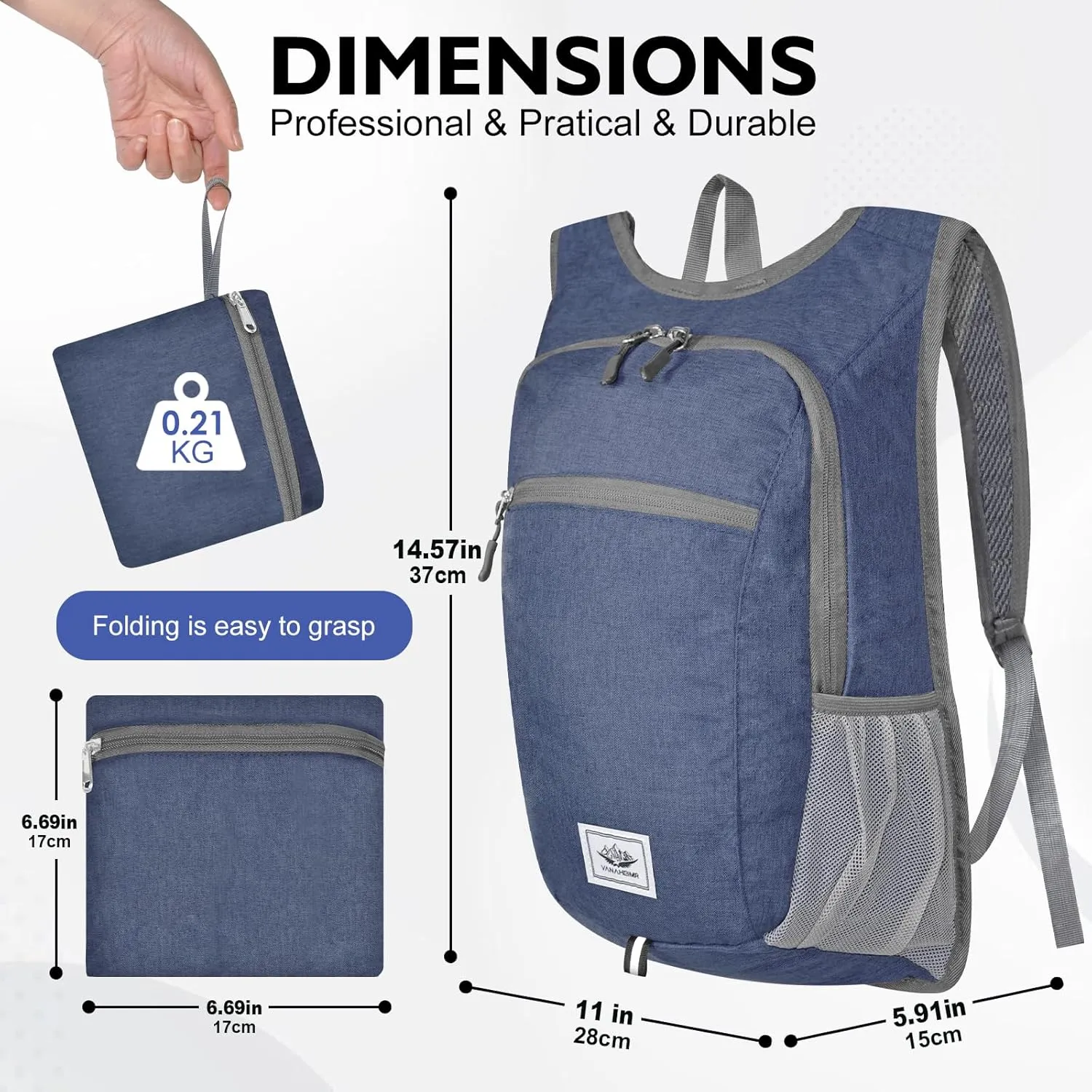 Hiking Backpack Small Lightweight Packable Foldable foldable backpack Packable Camping Hiking for Backpack (Dark Blue)