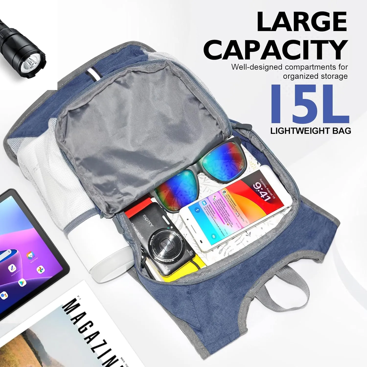 Hiking Backpack Small Lightweight Packable Foldable foldable backpack Packable Camping Hiking for Backpack (Dark Blue)