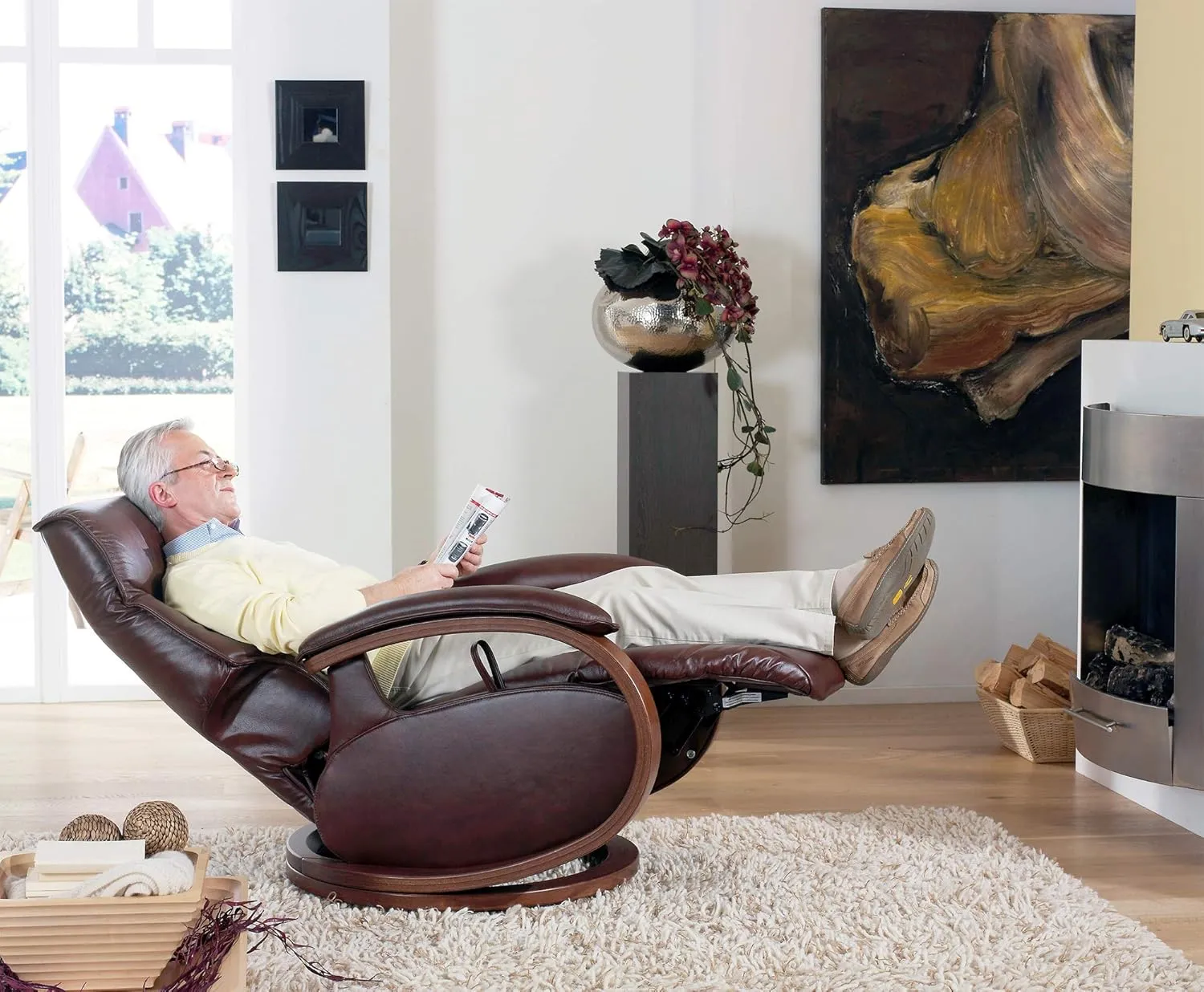 Himolla Mosel 8533-28S ZeroStress Electric Power Recline Recliner Chair in Soft Earth Leather