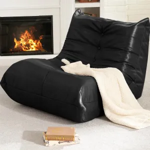 Hobestluk Bean Bag Chair Giant Bean Bag Sofa Memory Foam Bean Bag Chairs for Adults, Bean Bag Couches Faux Leather Bean Bag Chairs for Living Room Bedroom Dorm Office (Black)