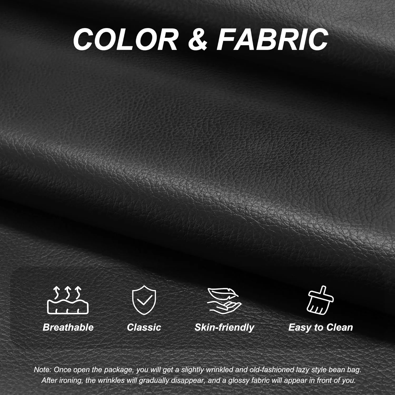 Hobestluk Bean Bag Chair Giant Bean Bag Sofa Memory Foam Bean Bag Chairs for Adults, Bean Bag Couches Faux Leather Bean Bag Chairs for Living Room Bedroom Dorm Office (Black)