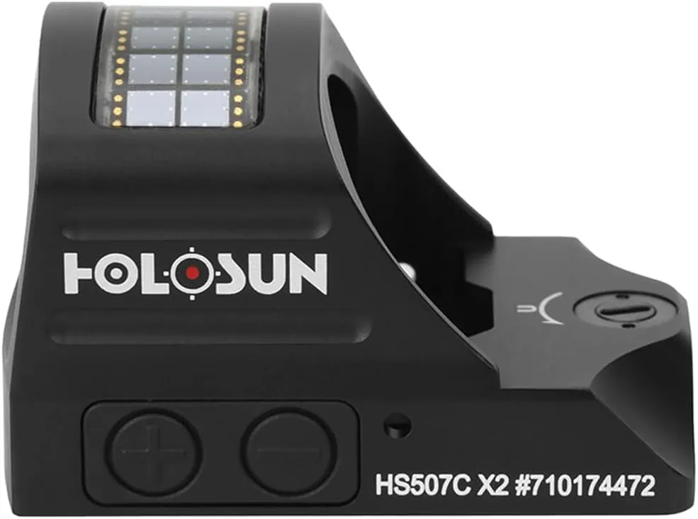 HOLOSUN HE507C-GR X2 / HS507C X2 2 MOA Dot & 32 MOA Circle Open Reflex Pistol Sight - Durable Shake-Awake Solar Failsafe Parallax-Free Aluminum Sight for Full-Sized Handguns - Green & Red Dot Options
